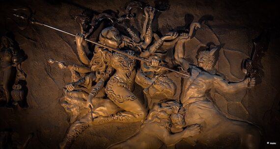 Goddess Durga kills Mahishasura